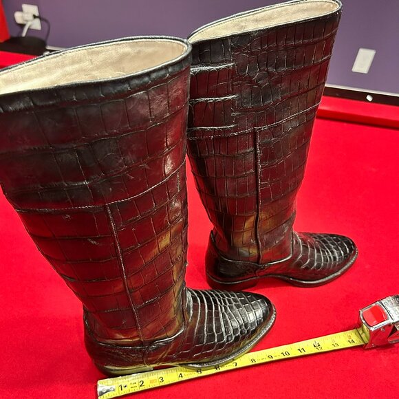 Custom Made Black Alligator Riding Boots – Size 8 - Picture 8 of 11